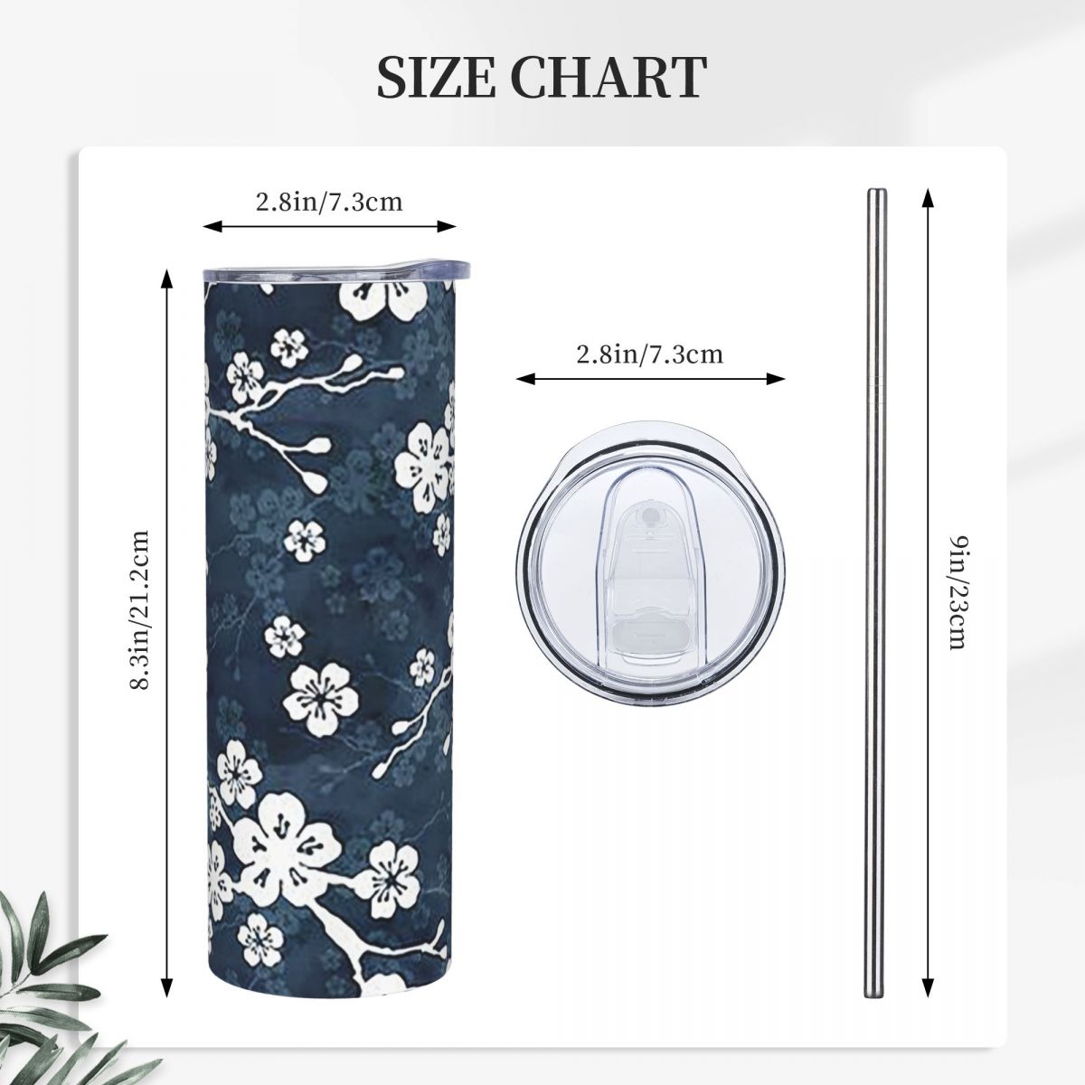 Navy And White Cherry Blossom  - Tumbler 20Oz White review and price